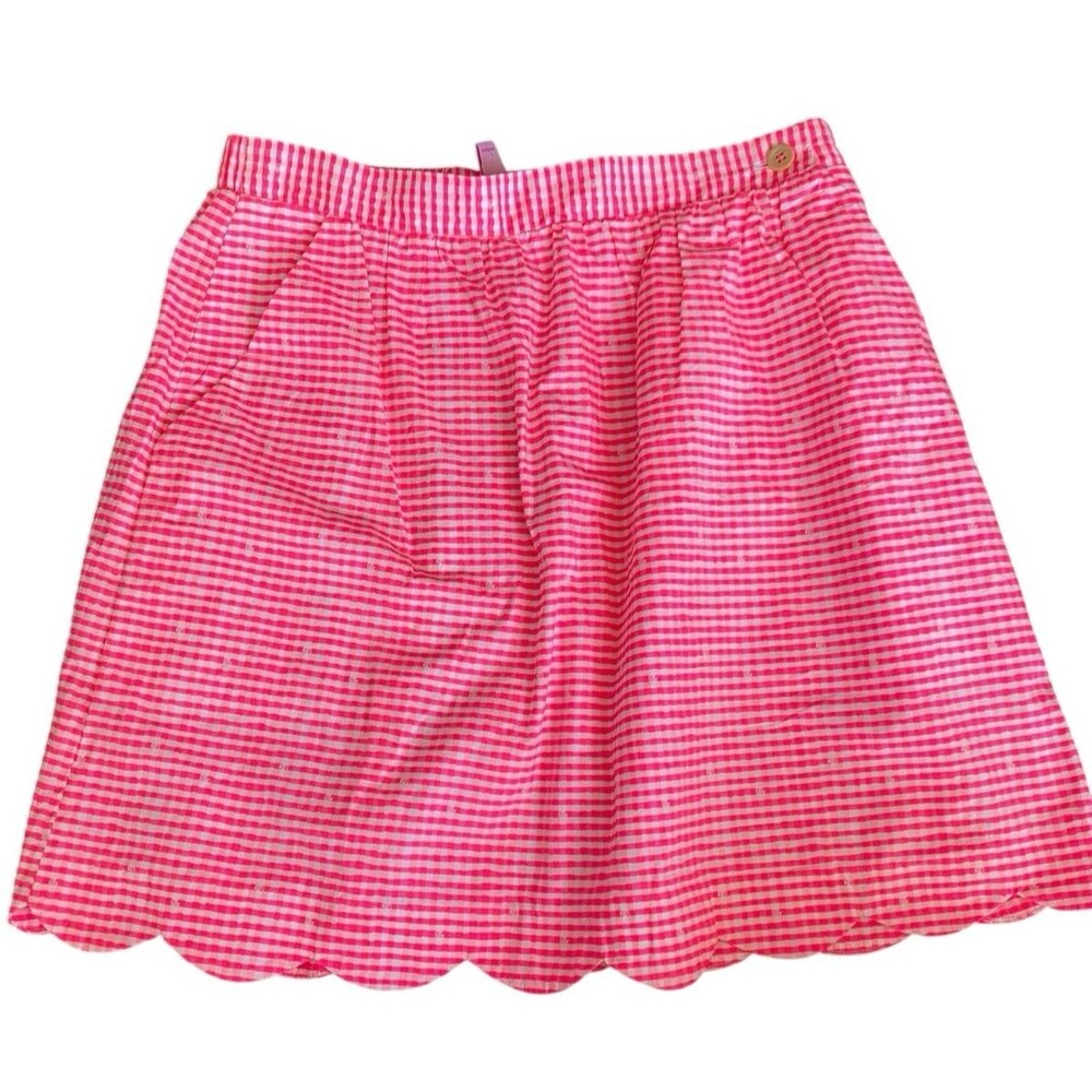 Lilly Pulitzer Mimosa Scallop Hem Skirt Pink Gingham Women’s Size Small
